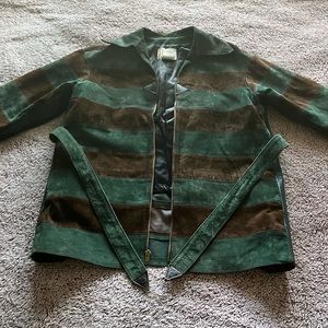 RARE 1970s stripe Lindzon Canada genuine leather coat